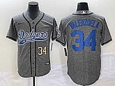 Men's Los Angeles Dodgers #34 Fernando Valenzuela Number Grey Gridiron Cool Base Stitched Baseball Jersey,baseball caps,new era cap wholesale,wholesale hats