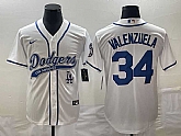 Men's Los Angeles Dodgers #34 Fernando Valenzuela White With Patch Cool Base Stitched Baseball Jersey,baseball caps,new era cap wholesale,wholesale hats