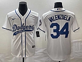 Men's Los Angeles Dodgers #34 Fernando Valenzuela White With Patch Cool Base Stitched Jersey,baseball caps,new era cap wholesale,wholesale hats