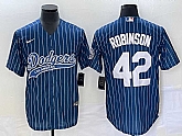 Men's Los Angeles Dodgers #42 Jackie Robinson Blue Pinstripe Cool Base Stitched Baseball Jersey,baseball caps,new era cap wholesale,wholesale hats