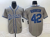 Men's Los Angeles Dodgers #42 Jackie Robinson Grey With Patch Cool Base Stitched Jersey,baseball caps,new era cap wholesale,wholesale hats
