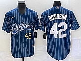 Men's Los Angeles Dodgers #42 Jackie Robinson Number Blue Pinstripe Cool Base Stitched Baseball Jersey,baseball caps,new era cap wholesale,wholesale hats