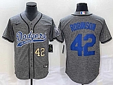Men's Los Angeles Dodgers #42 Jackie Robinson Number Grey Gridiron Cool Base Stitched Baseball Jersey,baseball caps,new era cap wholesale,wholesale hats