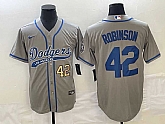 Men's Los Angeles Dodgers #42 Jackie Robinson Number Grey With Patch Cool Base Stitched Baseball Jersey,baseball caps,new era cap wholesale,wholesale hats