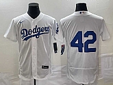 Men's Los Angeles Dodgers #42 Jackie Robinson White No Name Stitched Flex Base Nike Jersey,baseball caps,new era cap wholesale,wholesale hats