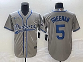Men's Los Angeles Dodgers #5 Freddie Freeman Grey Cool Base Stitched Jersey,baseball caps,new era cap wholesale,wholesale hats