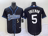 Men's Los Angeles Dodgers #5 Freddie Freeman Number Black Cool Base Stitched Baseball Jersey,baseball caps,new era cap wholesale,wholesale hats