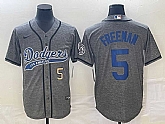 Men's Los Angeles Dodgers #5 Freddie Freeman Number Grey Gridiron Cool Base Stitched Baseball Jersey,baseball caps,new era cap wholesale,wholesale hats