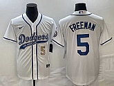Men's Los Angeles Dodgers #5 Freddie Freeman Number White Cool Base Stitched Baseball Jersey,baseball caps,new era cap wholesale,wholesale hats