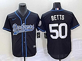 Men's Los Angeles Dodgers #50 Mookie Betts Black With Patch Cool Base Stitched Baseball Jersey,baseball caps,new era cap wholesale,wholesale hats
