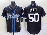 Men's Los Angeles Dodgers #50 Mookie Betts Black With Patch Cool Base Stitched Jersey,baseball caps,new era cap wholesale,wholesale hats