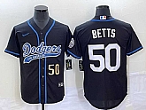 Men's Los Angeles Dodgers #50 Mookie Betts Number Black With Patch Cool Base Stitched Baseball Jersey,baseball caps,new era cap wholesale,wholesale hats