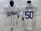 Men's Los Angeles Dodgers #50 Mookie Betts White With Patch Cool Base Stitched Baseball Jersey,baseball caps,new era cap wholesale,wholesale hats