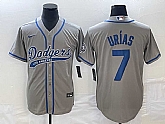 Men's Los Angeles Dodgers #7 Julio Urias Grey With Patch Cool Base Stitched Jersey,baseball caps,new era cap wholesale,wholesale hats