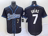 Men's Los Angeles Dodgers #7 Julio Urias Number Black With Patch Cool Base Stitched Baseball Jersey,baseball caps,new era cap wholesale,wholesale hats