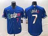 Men's Los Angeles Dodgers #7 Julio Urias Number Blue Cool Base Jerseys,baseball caps,new era cap wholesale,wholesale hats