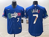 Men's Los Angeles Dodgers #7 Julio Urias Number Blue Cool Base Stitched MLB Jersey,baseball caps,new era cap wholesale,wholesale hats