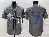 Men's Los Angeles Dodgers #7 Julio Urias Number Grey Gridiron Cool Base Stitched Baseball Jersey,baseball caps,new era cap wholesale,wholesale hats