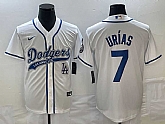 Men's Los Angeles Dodgers #7 Julio Urias White With Patch Cool Base Stitched Baseball Jersey,baseball caps,new era cap wholesale,wholesale hats