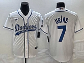 Men's Los Angeles Dodgers #7 Julio Urias White With Patch Cool Base Stitched Jersey,baseball caps,new era cap wholesale,wholesale hats