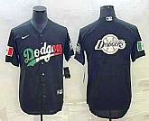 Men's Los Angeles Dodgers Big Logo Mexico Black Cool Base Stitched Baseball Jerseys,baseball caps,new era cap wholesale,wholesale hats