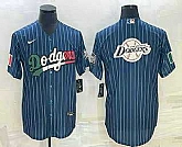 Men's Los Angeles Dodgers Big Logo Navy Blue Pinstripe Stitched Cool Base Nike Jerseys,baseball caps,new era cap wholesale,wholesale hats