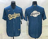 Men's Los Angeles Dodgers Big Logo Navy Blue Pinstripe Stitched Cool Base Nike MLB Jerseys,baseball caps,new era cap wholesale,wholesale hats