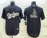 Men's Los Angeles Dodgers Black Team Big Logo Cool Base Stitched Jerseys,baseball caps,new era cap wholesale,wholesale hats