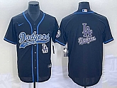Men's Los Angeles Dodgers Black Team Big Logo With Patch Cool Base Stitched Baseball Jerseys,baseball caps,new era cap wholesale,wholesale hats