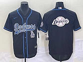 Men's Los Angeles Dodgers Black Team Big Logo With Patch Cool Base Stitched Jerseys,baseball caps,new era cap wholesale,wholesale hats