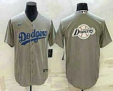 Men's Los Angeles Dodgers Grey Team Big Logo Cool Base Stitched Baseball Jersey,baseball caps,new era cap wholesale,wholesale hats
