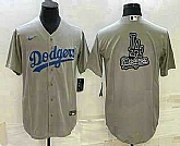 Men's Los Angeles Dodgers Grey Team Big Logo Cool Base Stitched Jersey,baseball caps,new era cap wholesale,wholesale hats