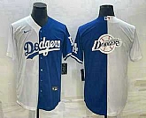 Men's Los Angeles Dodgers White Blue Split Team Big Logo Cool Base Stitched Baseball Jerseys,baseball caps,new era cap wholesale,wholesale hats