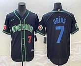 Men's Mexico #7 Julio Urias Number 2023 Black Blue World Classic Stitched Jersey,baseball caps,new era cap wholesale,wholesale hats