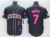 Men's Mexico #7 Julio Urias Number 2023 Black Pink World Classic Stitched Jersey,baseball caps,new era cap wholesale,wholesale hats