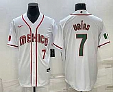 Men's Mexico #7 Julio Urias Number 2023 White Blue World Baseball Classic Stitched Jersey,baseball caps,new era cap wholesale,wholesale hats