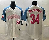 Men's Mexico Baseball #34 Fernando Valenzuela Number 2023 White Blue World Classic Stitched Jersey,baseball caps,new era cap wholesale,wholesale hats
