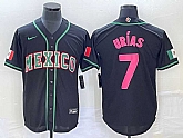 Men's Mexico Baseball #7 Julio Urias 2023 Black Pink World Classic Stitched Jersey,baseball caps,new era cap wholesale,wholesale hats