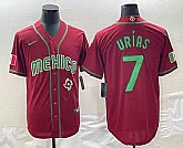 Men's Mexico Baseball #7 Julio Urias 2023 Red Green World Baseball Classic Stitched Jersey,baseball caps,new era cap wholesale,wholesale hats
