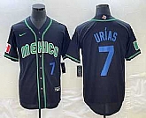 Men's Mexico Baseball #7 Julio Urias Number 2023 Black Blue World Classic Stitched Jersey,baseball caps,new era cap wholesale,wholesale hats