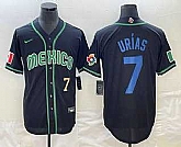 Men's Mexico Baseball #7 Julio Urias Number 2023 Black Blue World Classic Stitched Jerseys,baseball caps,new era cap wholesale,wholesale hats