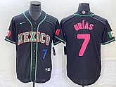 Men's Mexico Baseball #7 Julio Urias Number 2023 Black Pink World Classic Stitched Jersey,baseball caps,new era cap wholesale,wholesale hats