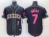 Men's Mexico Baseball #7 Julio Urias Number 2023 Black Pink World Classic Stitched Jersey2,baseball caps,new era cap wholesale,wholesale hats