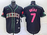 Men's Mexico Baseball #7 Julio Urias Number 2023 Black Pink World Classic Stitched Jersey4,baseball caps,new era cap wholesale,wholesale hats