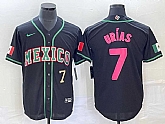 Men's Mexico Baseball #7 Julio Urias Number 2023 Black Pink World Classic Stitched Jersey5,baseball caps,new era cap wholesale,wholesale hats