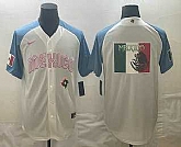 Men's Mexico Baseball 2023 White Blue World Big Logo Classic Stitched Jerseys,baseball caps,new era cap wholesale,wholesale hats