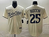 Men's Minnesota Twins #25 Byron Buxton 2023 Cream Cool Base Stitched Jersey,baseball caps,new era cap wholesale,wholesale hats