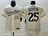 Men's Minnesota Twins #25 Byron Buxton Number 2023 Cream Flex Base Stitched Jersey,baseball caps,new era cap wholesale,wholesale hats