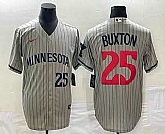 Men's Minnesota Twins #25 Byron Buxton Number 2023 Grey Home Team Cool Base Stitched Jersey,baseball caps,new era cap wholesale,wholesale hats