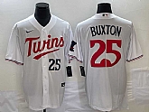 Men's Minnesota Twins #25 Byron Buxton Number White Red Stitched MLB Cool Base Nike Jersey,baseball caps,new era cap wholesale,wholesale hats